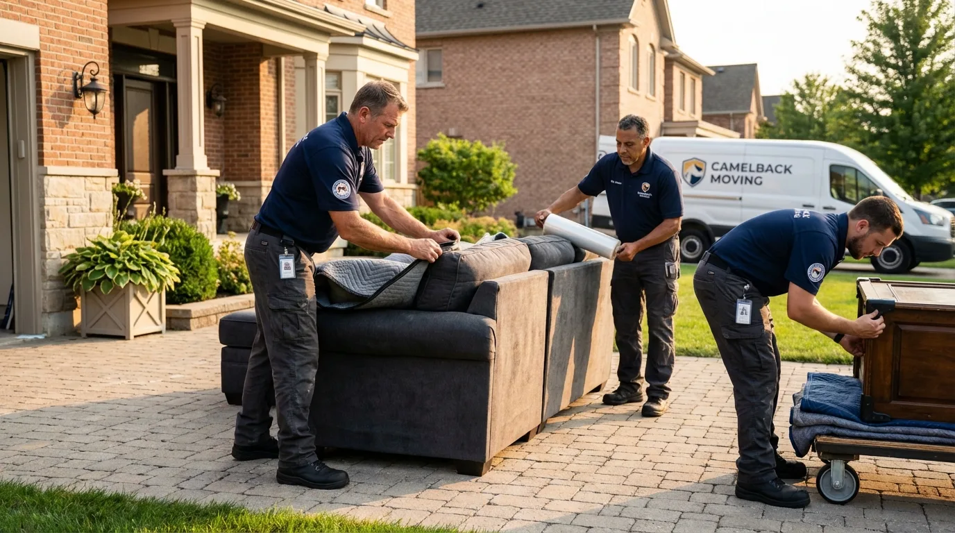 Large estate moving crew wrapping furniture in Glassport, PA