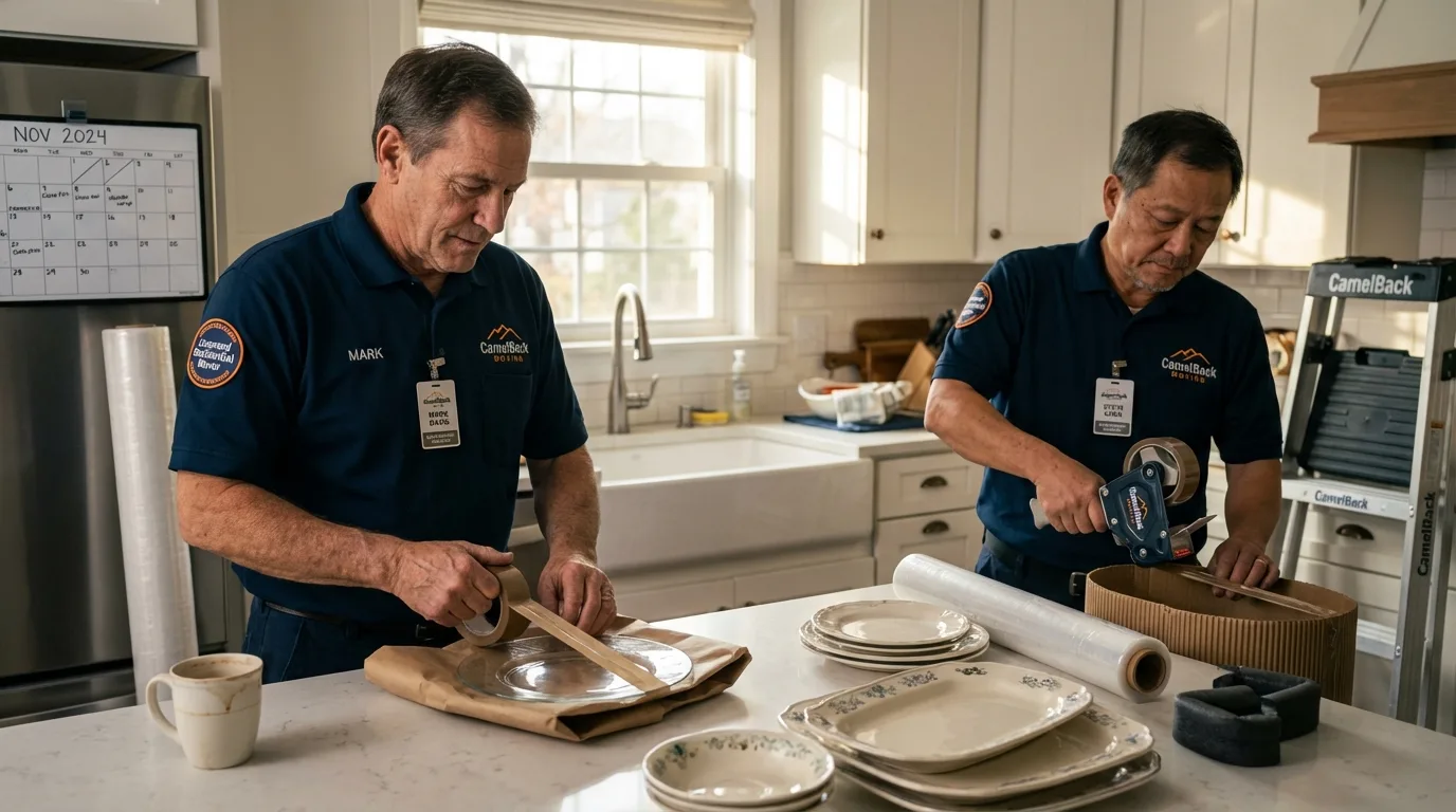 Professional crew packing kitchen dishware in Glassport, PA
